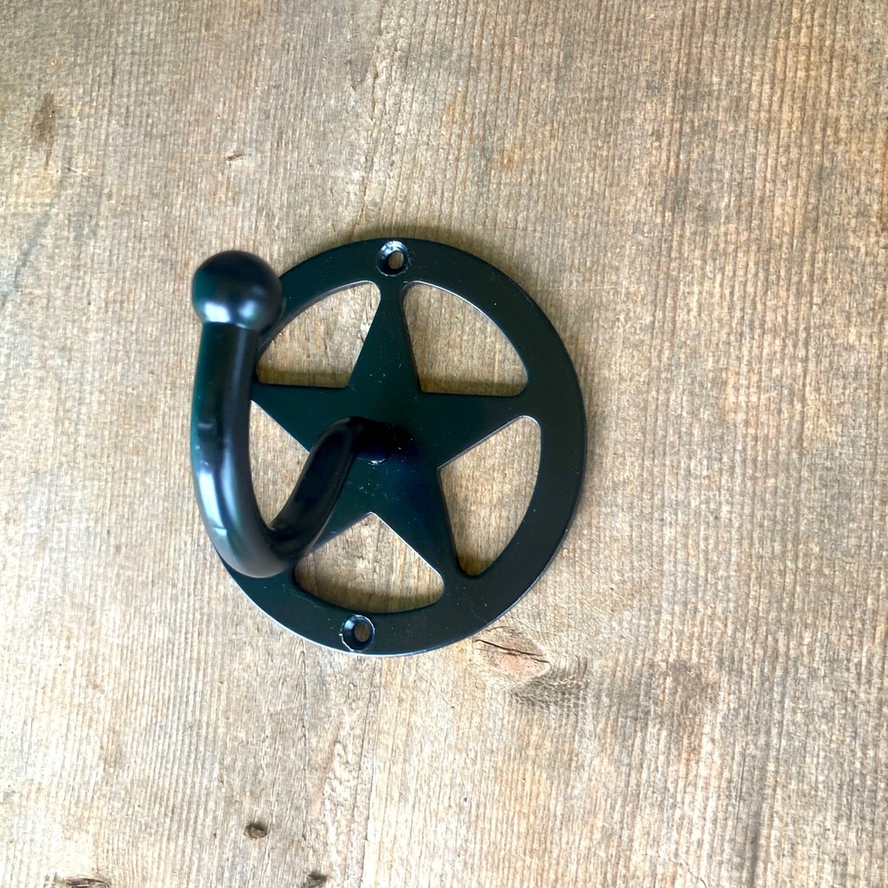 ❤️ WALL HOOK, BLACK WITH STAR, METAL - Picture 5 of 5